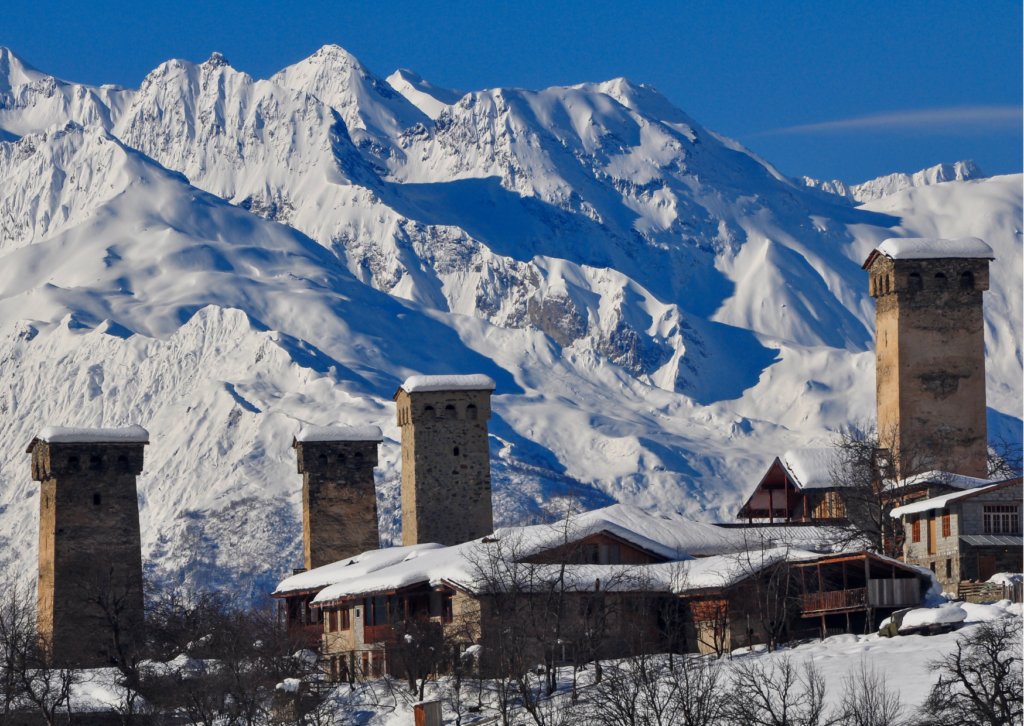 Svaneti, towers, mountains, Caucasus
