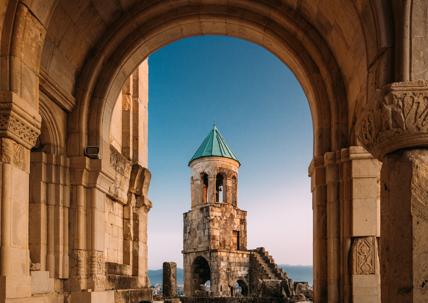 Kutaisi,,Georgia.,Old,Walls,And,Bell,Tower,Of,Bagrati,Cathedral.