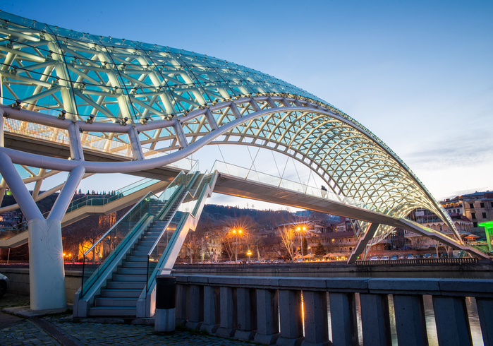 The,Bridge,Of,Peace,Over,The,Kura,River,In,Tbilisi