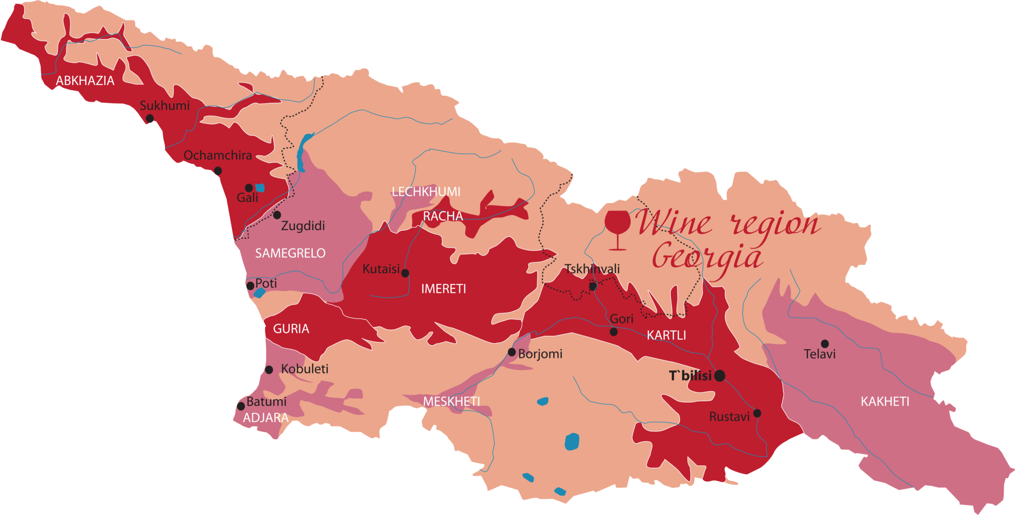 Georgia wine regions, Kakheti, Kartli, Iereti, Racha-Lechkhmi, Meskheti